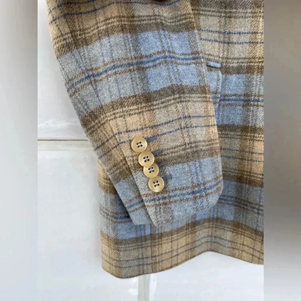 Gianluca Isaia Sport Coat, Cashmere + Wool plaid size 44R